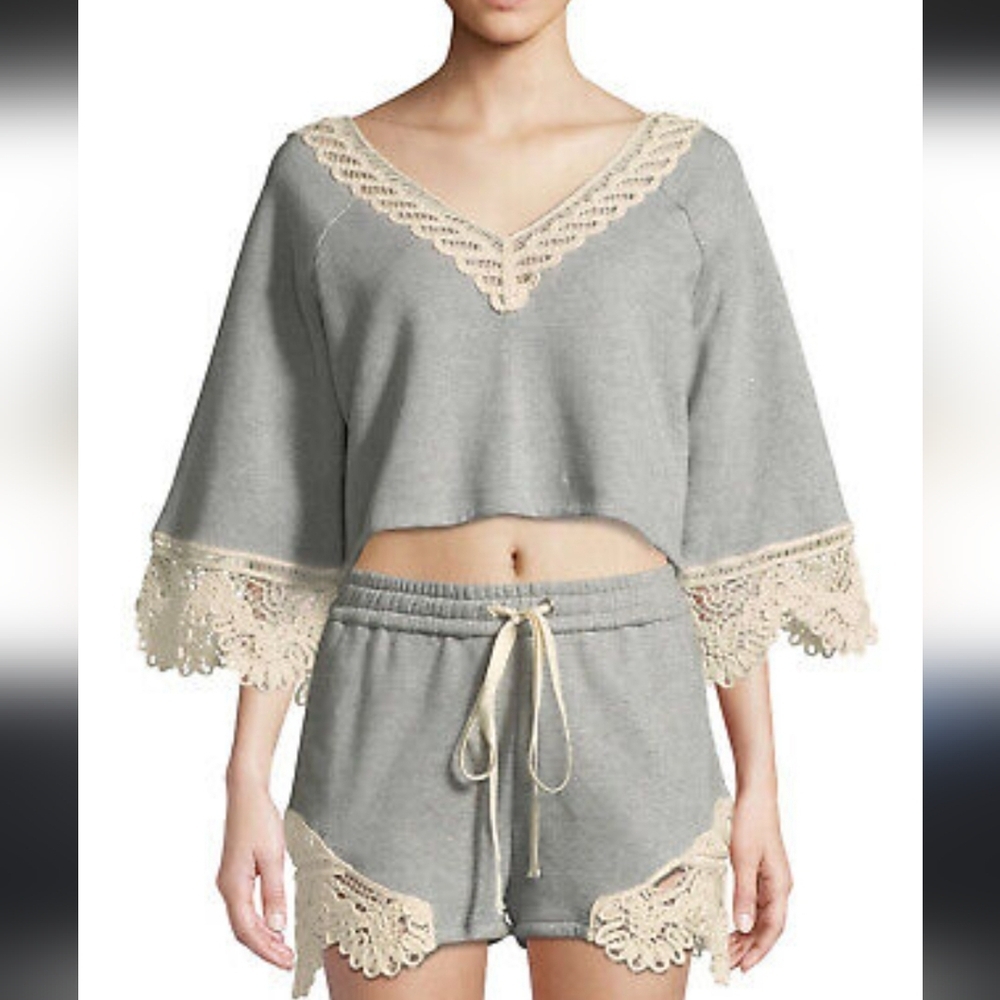 Jonathan Simkhai | Kniโ French Terry Shorts with Lace, Small